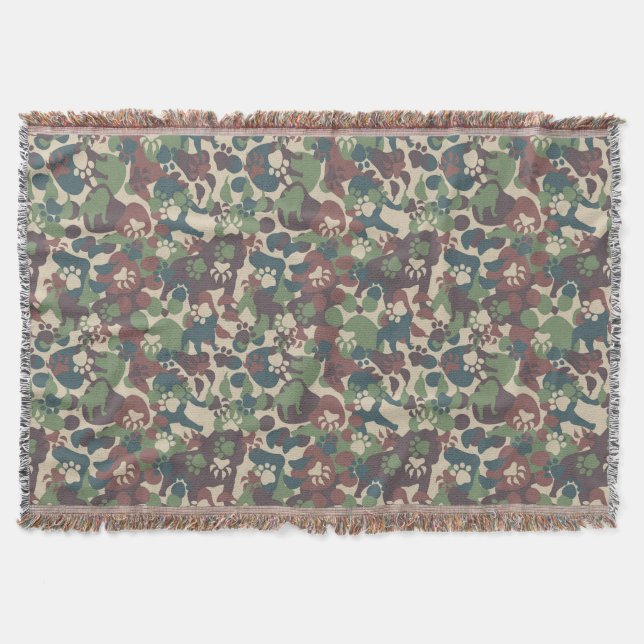 Dog Camouflage Pattern Throw Blanket (Front)