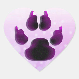 Dog Canine Paw Print Purple Stickers
