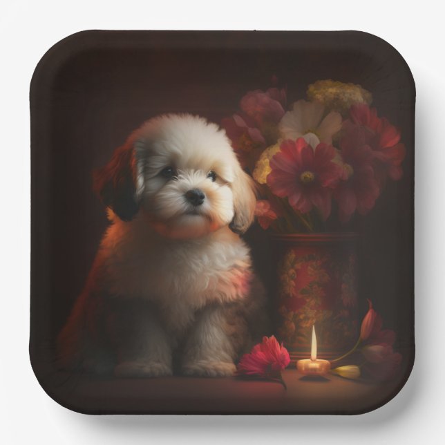 Dog cardboard plates Flower (Front)