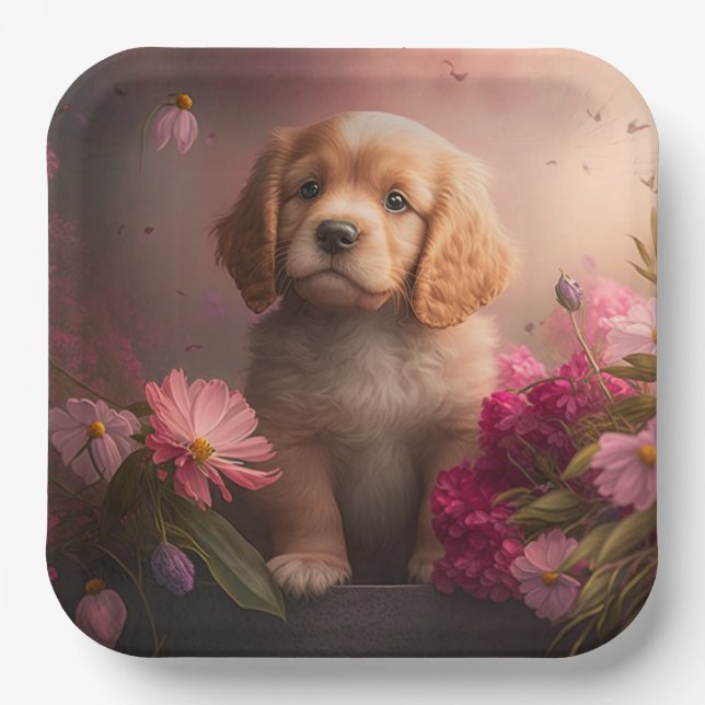 Dog cardboard plates Flower (Front)