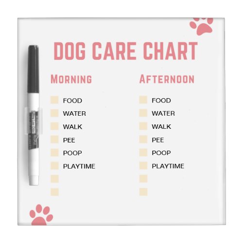 Dog Care Chart Puppy Chore Chard Dry Erase Board