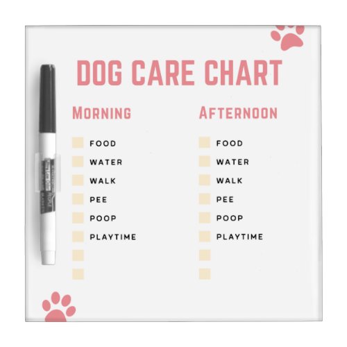 Dog Care Chart Puppy Chore Chard Dry Erase Board