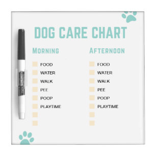 Dog Care Chart, Puppy Chore Chart, Dry Erase Board