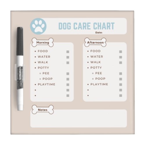 Dog Care Chart Puppy Chore Chart Dry Erase Board