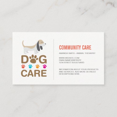 Dog Care  Pet Sitting Training Services Business Card
