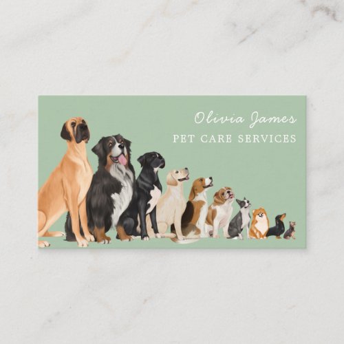 Dog care services next appointment business card