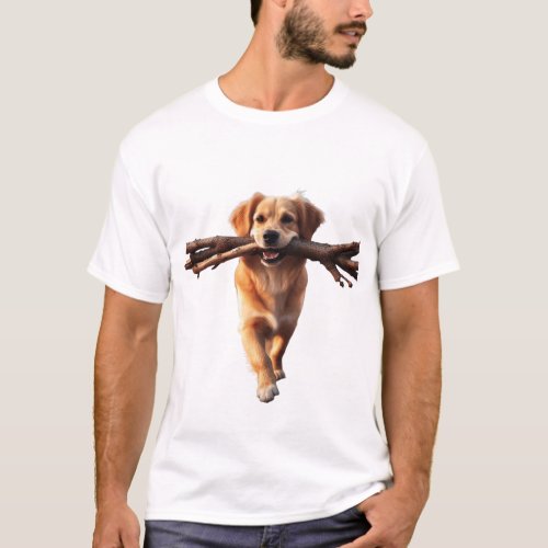 Dog Carrying Sticks T_Shirt