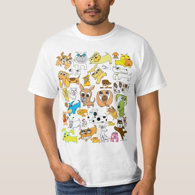 Dog Cartoon 36 In 1 T-Shirt Collectible (Front)