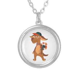 Dog, Cartoon dog, Nature Silver Plated Necklace
