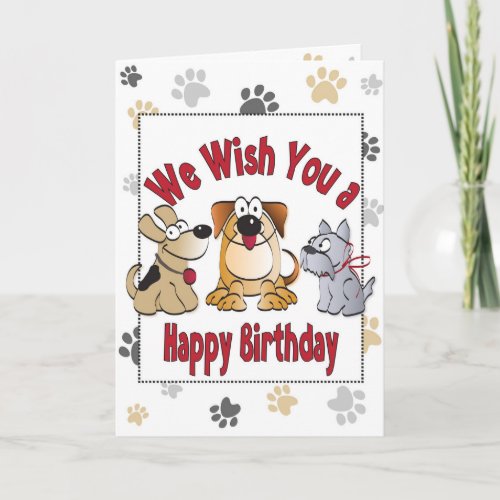 Dog Cartoon Happy Birthday Card