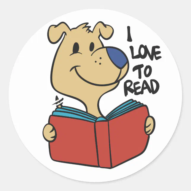 Dog cartoon - i live to read classic round sticker (Front)