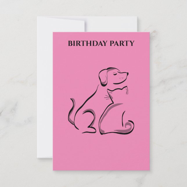 "DOG & CAT BIRTHDAY INVITATIONS PERSONALIZED. (Front)