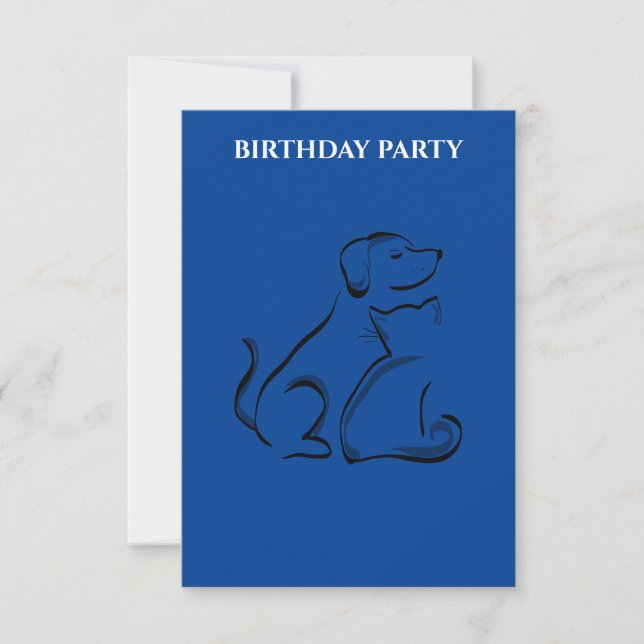 "DOG & CAT BIRTHDAY INVITATIONS PERSONALIZED. (Front)