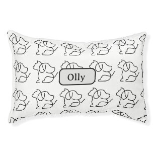 Dog Cat Black Line Drawing Personalize Pet Bed