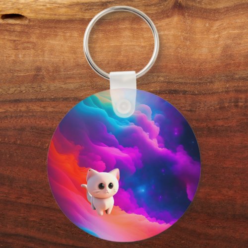 Dog  Cat Cotton Candy Clouds Personalized Keychain