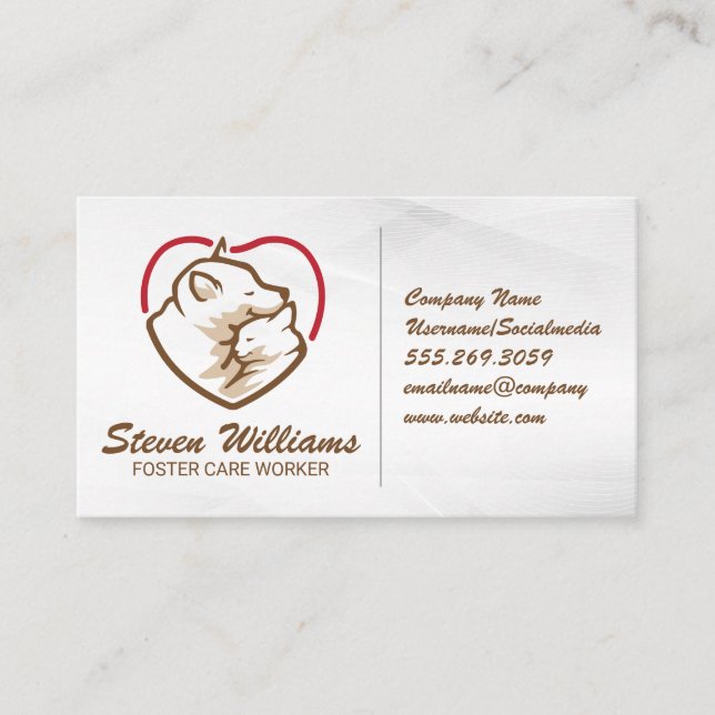 Dog Cat Cuddling Logo | Animal Care Business Card (Front)