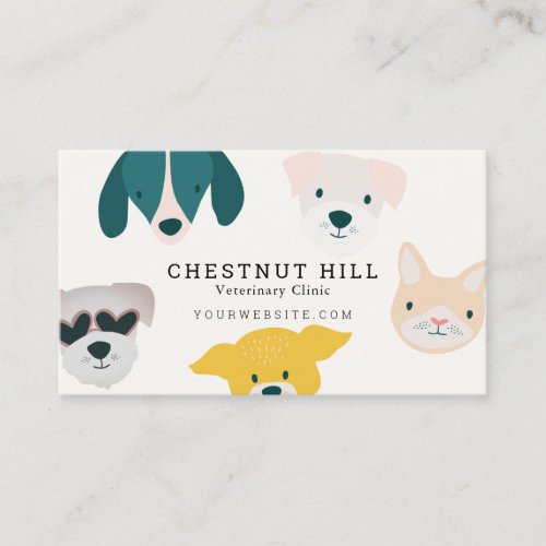 Dog  Cat Face Veterinary Animal Clinic Business Card