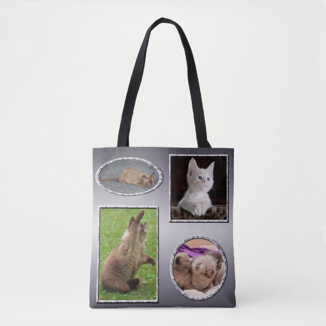 Dog Cat Four Favorite Photos Collage Tote Bag (Front)