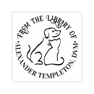 Dog & Cat Friends #2 Round Library Book Name Self-inking Stamp