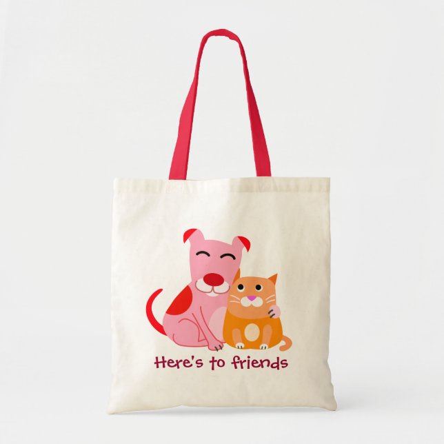 Dog & Cat Friends Tote Bag (Front)