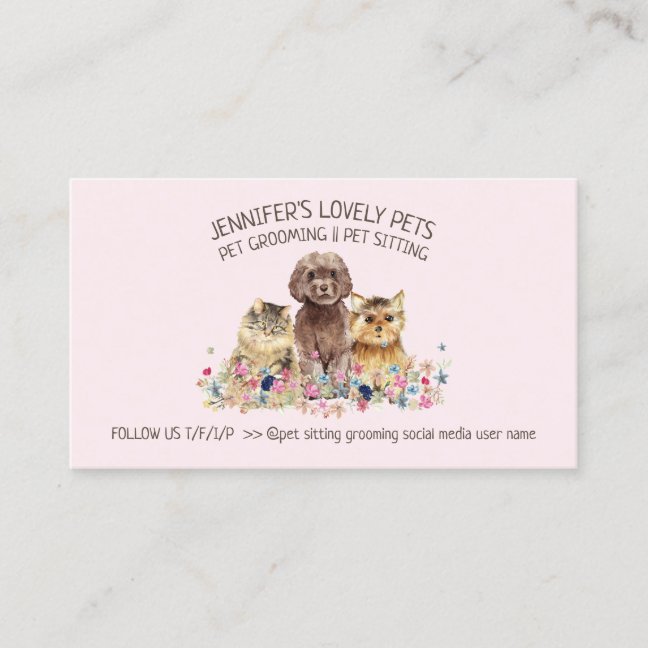 Dog Cat Grooming Petsitter store Business Card