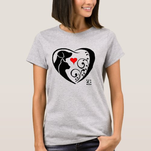Dog Cat Heart t_shirt