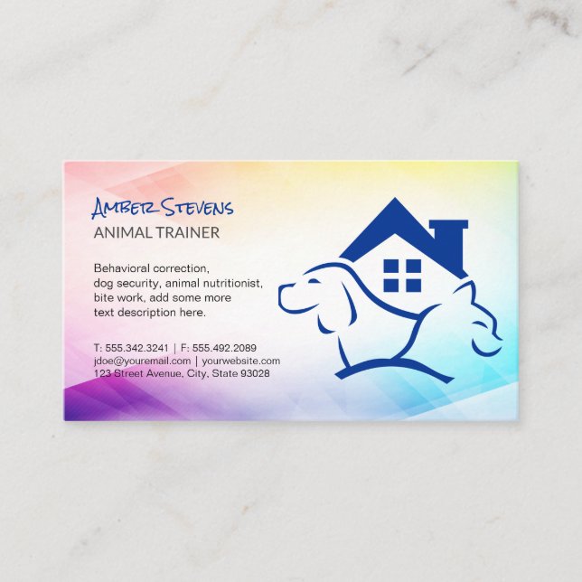 Dog Cat Home | Animal Grooming Services Business Card (Front)