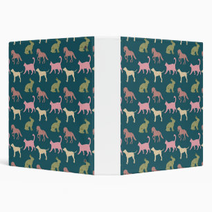 Dog Cat Horse Animal Silhouettes Pattern 3 Ring Binder