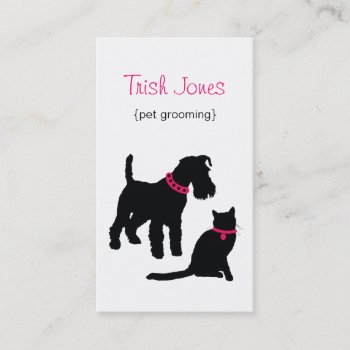 Dog & Cat (hot Pink) Business Card by charmingink at Zazzle