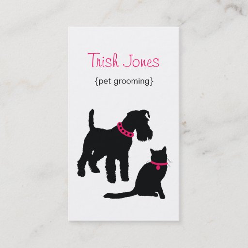 Customizable Dog &amp; Cat (hot pink) Business Card