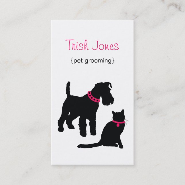 Dog & Cat (hot pink) Business Card (Front)