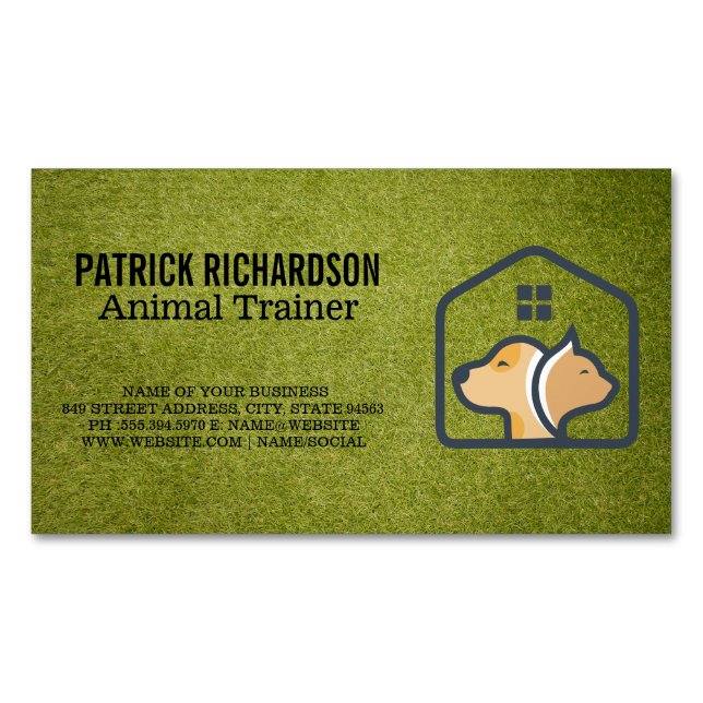 Dog Cat House Logo | Animal Services Business Card Magnet (Front)