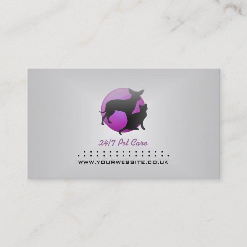 Dog  Cat Logo Business Card Purple Version