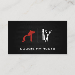 Dog Cat Logo   Groomer   Black Mesh Background Business Card