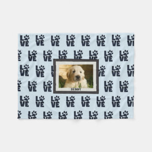 Dog Cat Love Paw Print Custom Photo Fleece Blanket