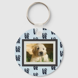 Dog Cat Love Paw Print Custom Photo Keychain