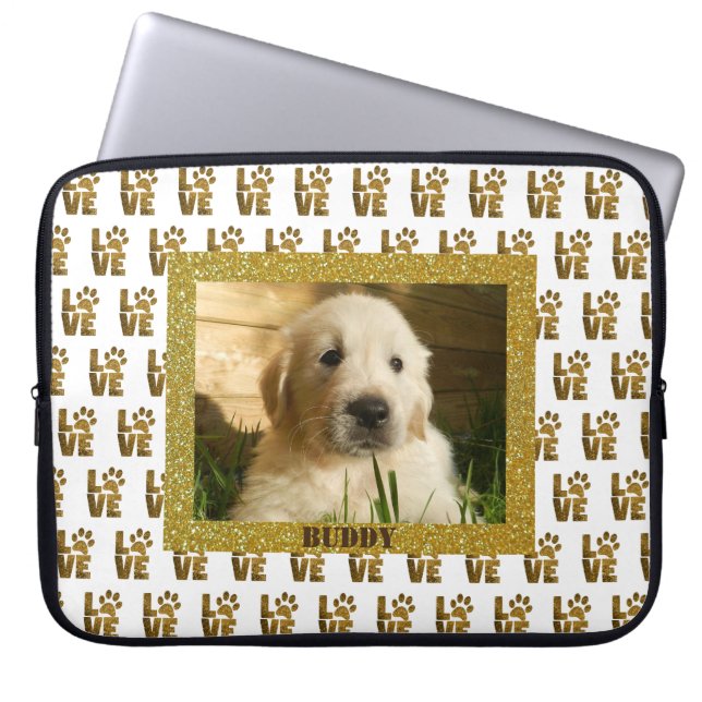 Dog Cat Love Paw Prints Love Photo Laptop Sleeve (Front)