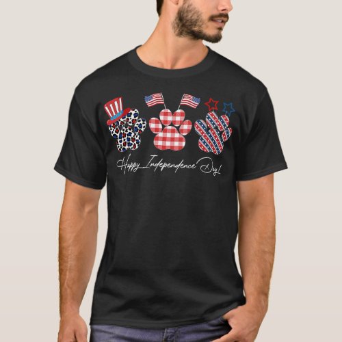 Dog Cat Lover Paw Happy Independence Day 4th Of T_Shirt