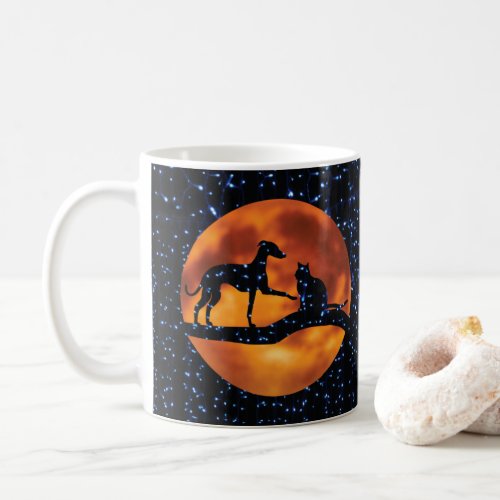 Dog Cat Moon  Coffee Mug