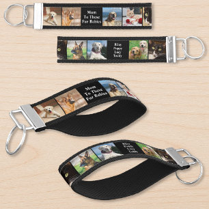 Dog Cat Multi Pet Photo Collage Wrist Keychain
