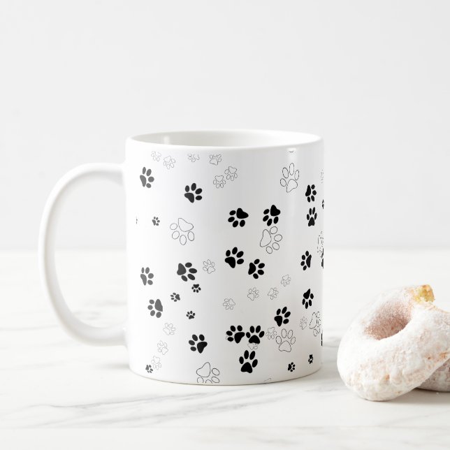 Dog/Cat Paw Pattern Coffee Mug (With Donut)