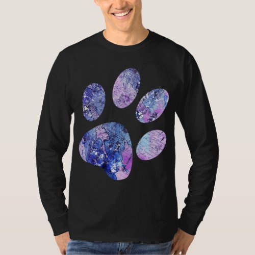 Dog Cat Paw Print Animal Lover Watercolor Book T_Shirt
