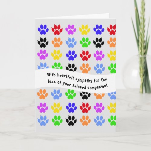 Dog  Cat Paw Print Sympathy Card