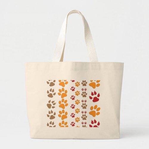 Dog  Cat Paw prints Design  editable background Large Tote Bag