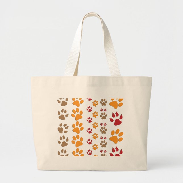 Dog & Cat Paw prints Design ~ editable background Large Tote Bag (Front)