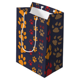 Dog & Cat Paw prints Design ~ editable background Medium Gift Bag