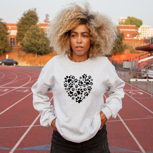 Dog Cat Paw Prints Heart Valentine's Day Love Sweatshirt (Creator Uploaded)