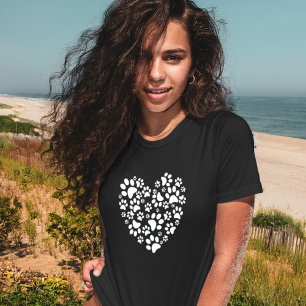 Dog Cat Paw Prints Heart Valentine's Day Love T-Shirt
