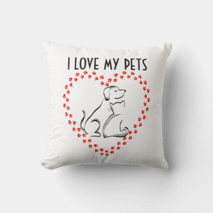 Dog & Cat Pawprint Heart Pillow