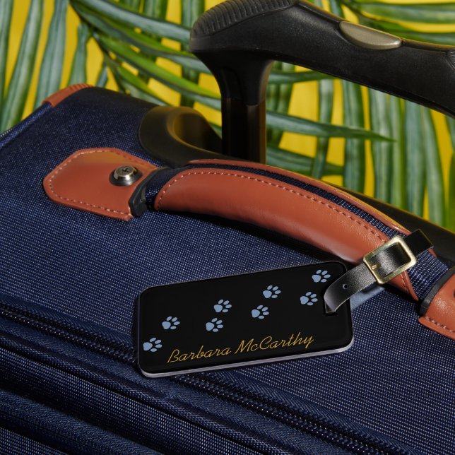 dog cat pawprints personalized luggage tag (Front Insitu 3)